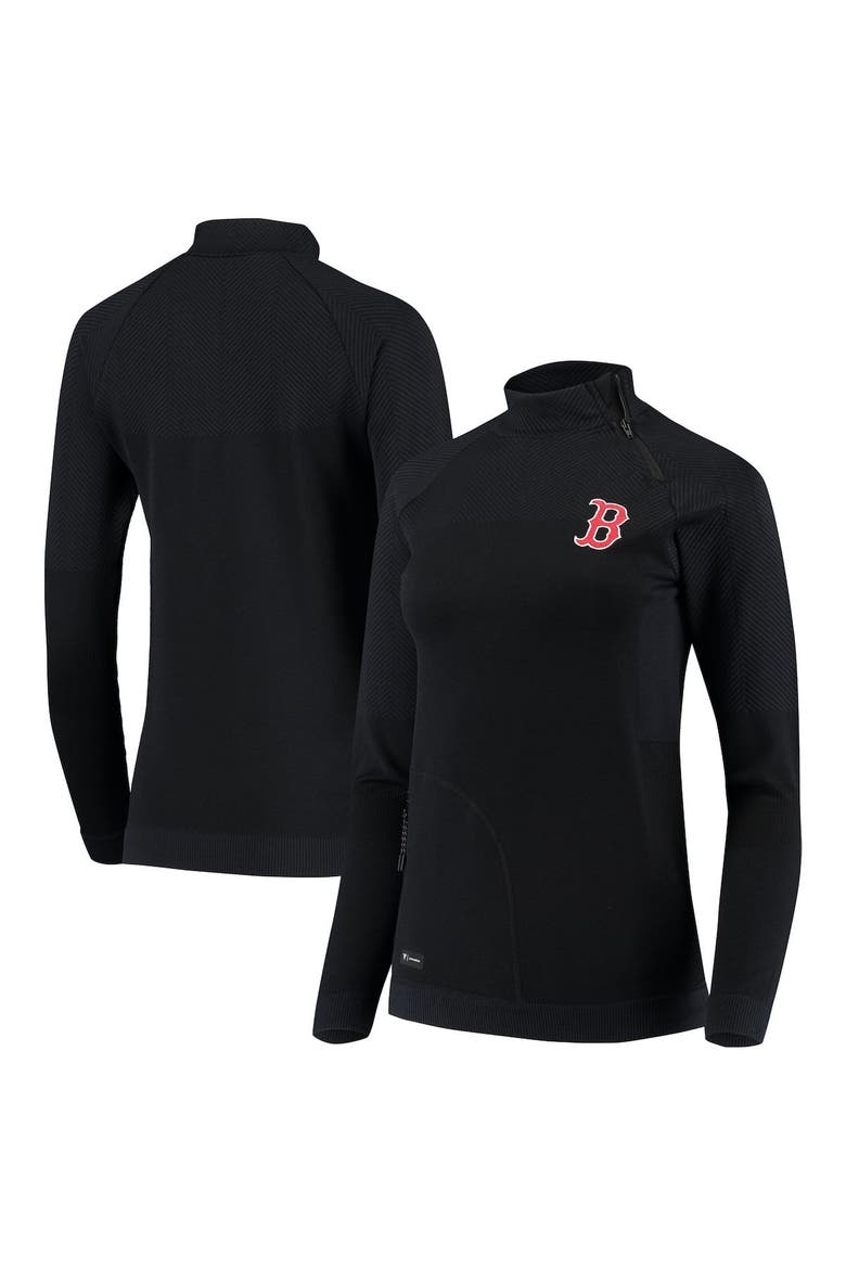 Women's Levelwear Navy Boston Red Sox Verse Asymmetrical Tri-Blend Quarter-Zip Jacket, Main, color, Navy