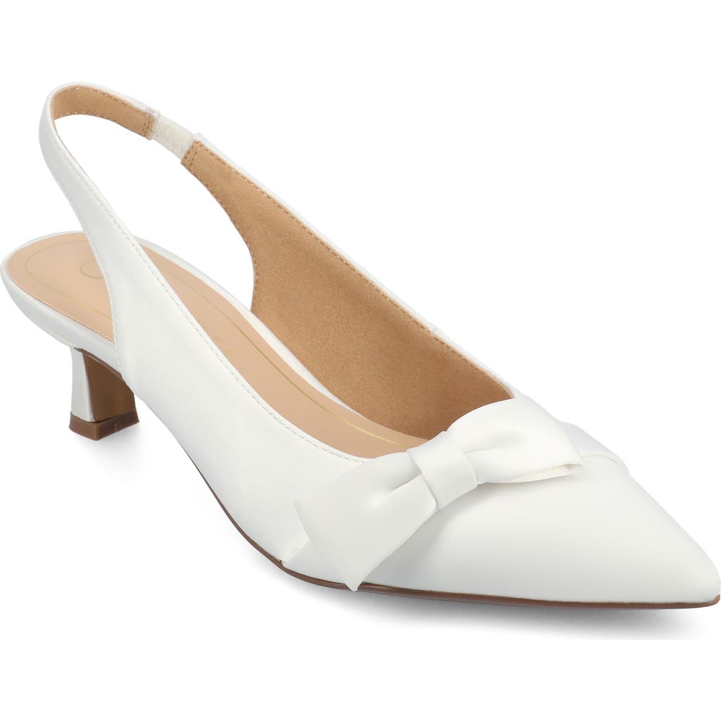 Journee Collection Paloma Slingback Pump In Satin/white