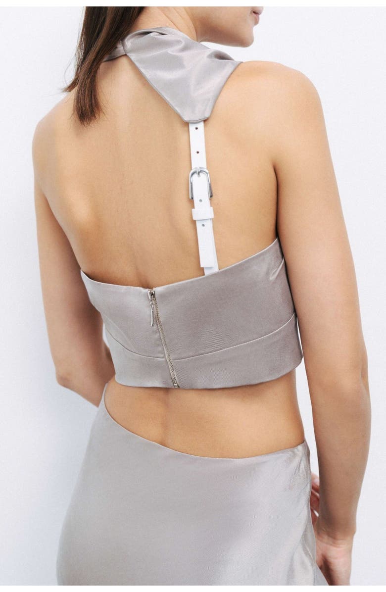 Nocturne Backless Draped Blouse with Detachable Belt Detail, Alternate, color,