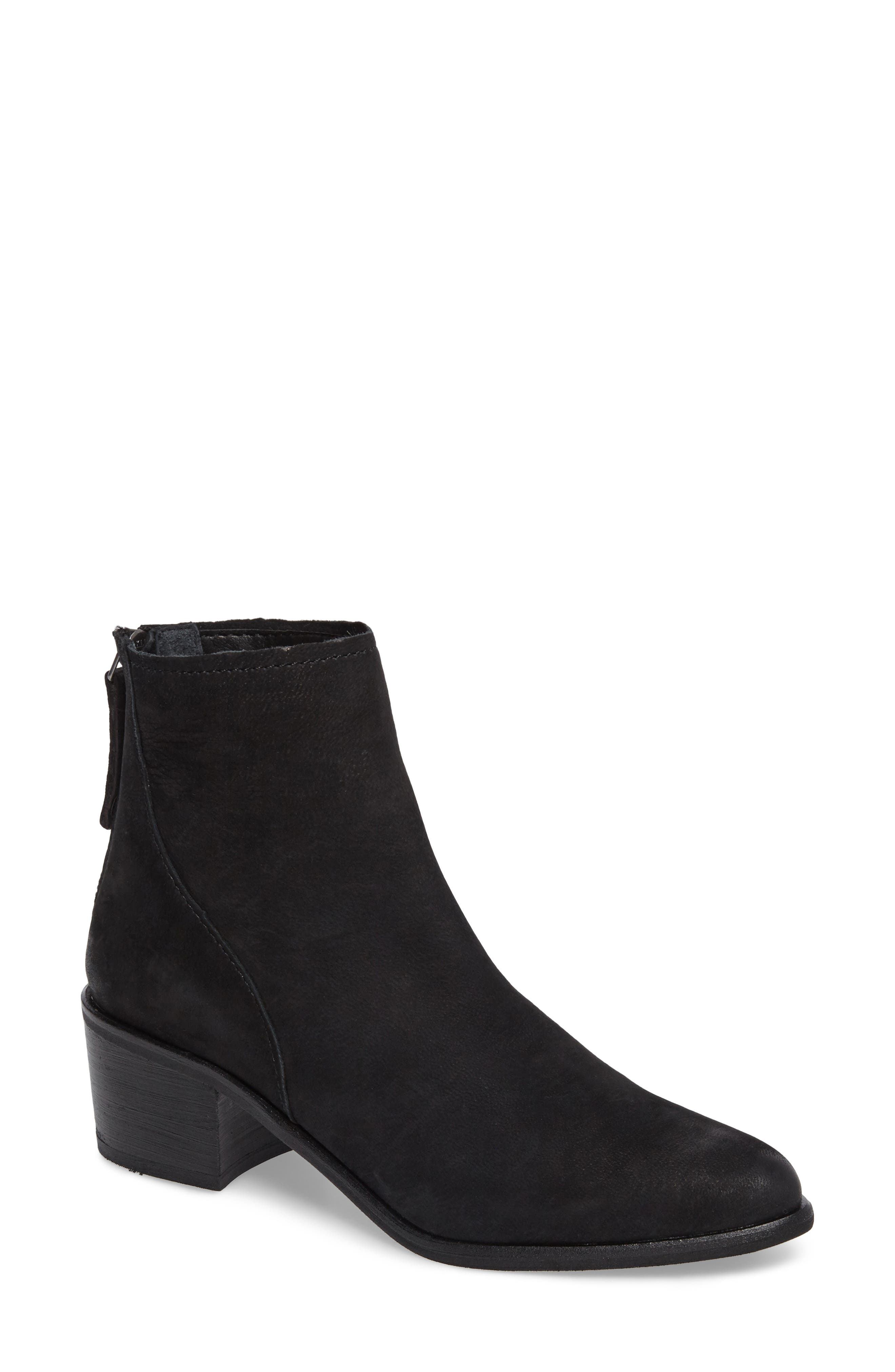 Cassius Block Heel Bootie, Main, color, BLACK NUBUCK LEATHER