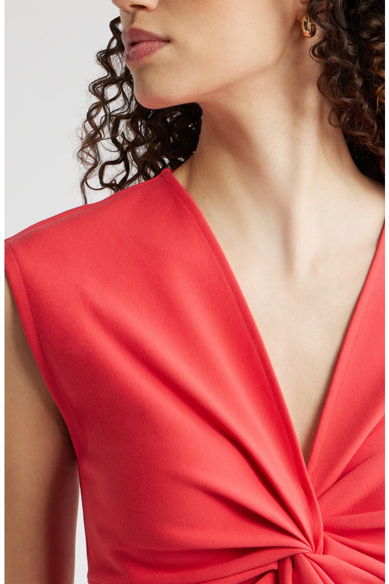 Twist Front Cap Sleeve Midi Dress, Alternate, color, RED SAUCY