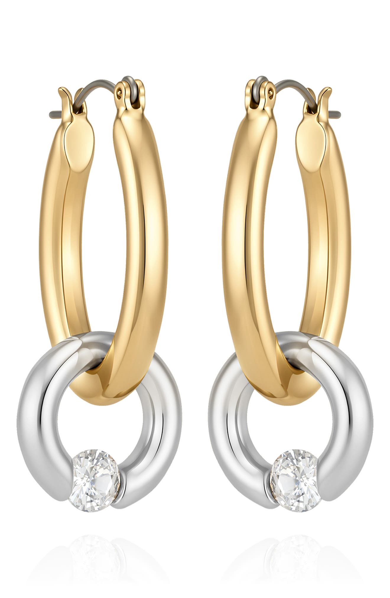 Two-Tone Link Hoop Earrings