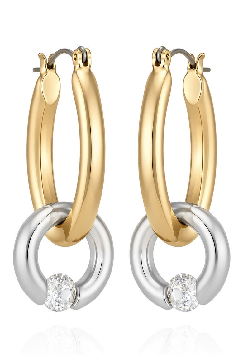 Two-Tone Link Hoop Earrings, Main, color, GOLD/ SILVER