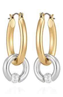 Two-Tone Link Hoop Earrings