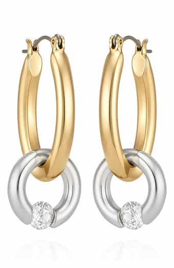 Two-Tone Link Hoop Earrings