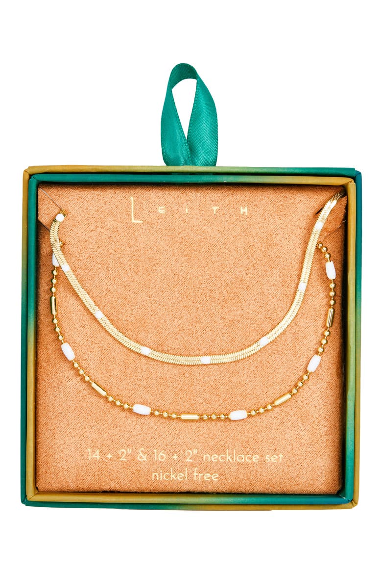2-Pack Assorted Enamel & Chain Necklaces, Main, color, WHITE- GOLD