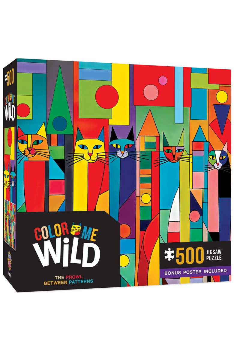Prowl Between Patterns 500 Piece Puzzle, Main, color, Multicolor