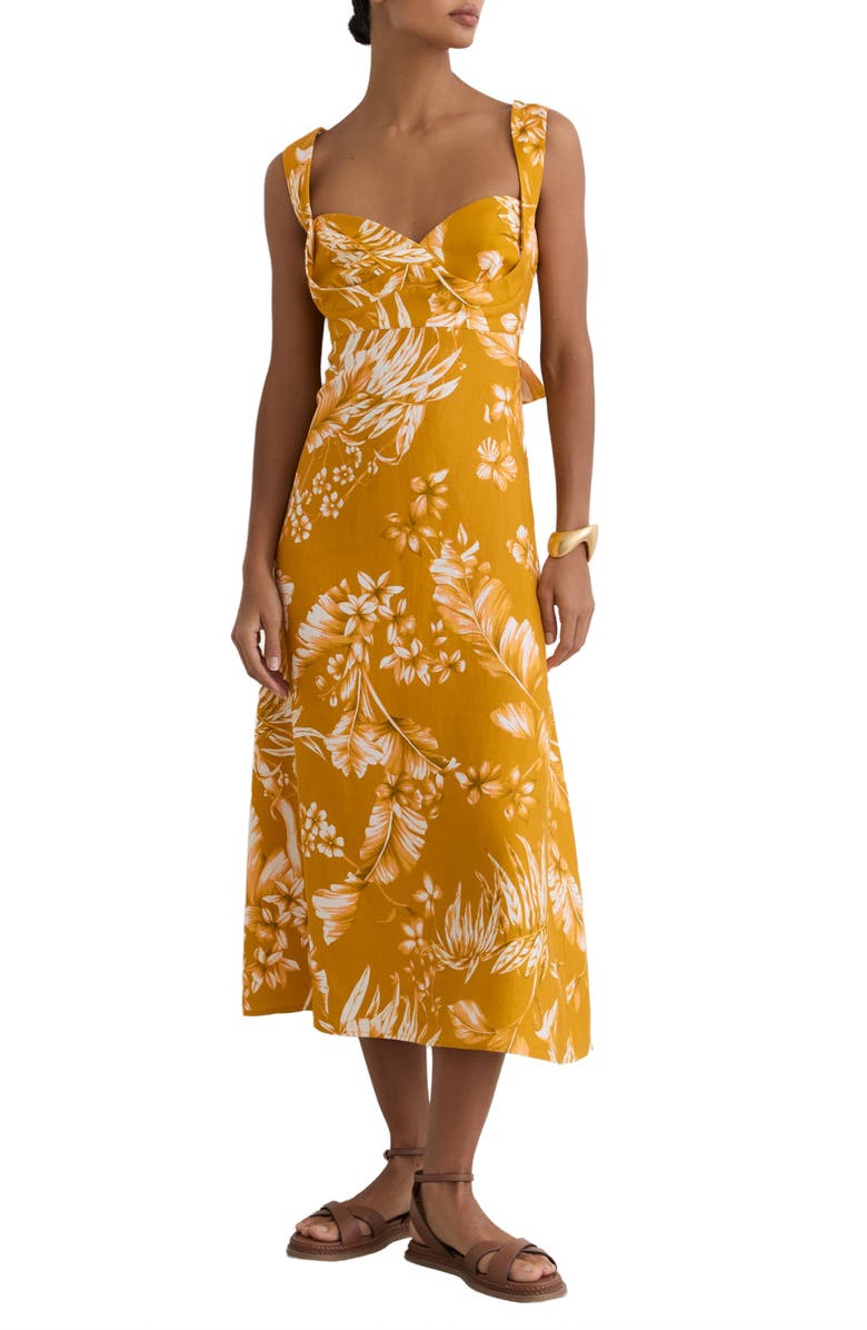 Reiss Addison Pleated Linen Sundress, Alternate, color, Yellow