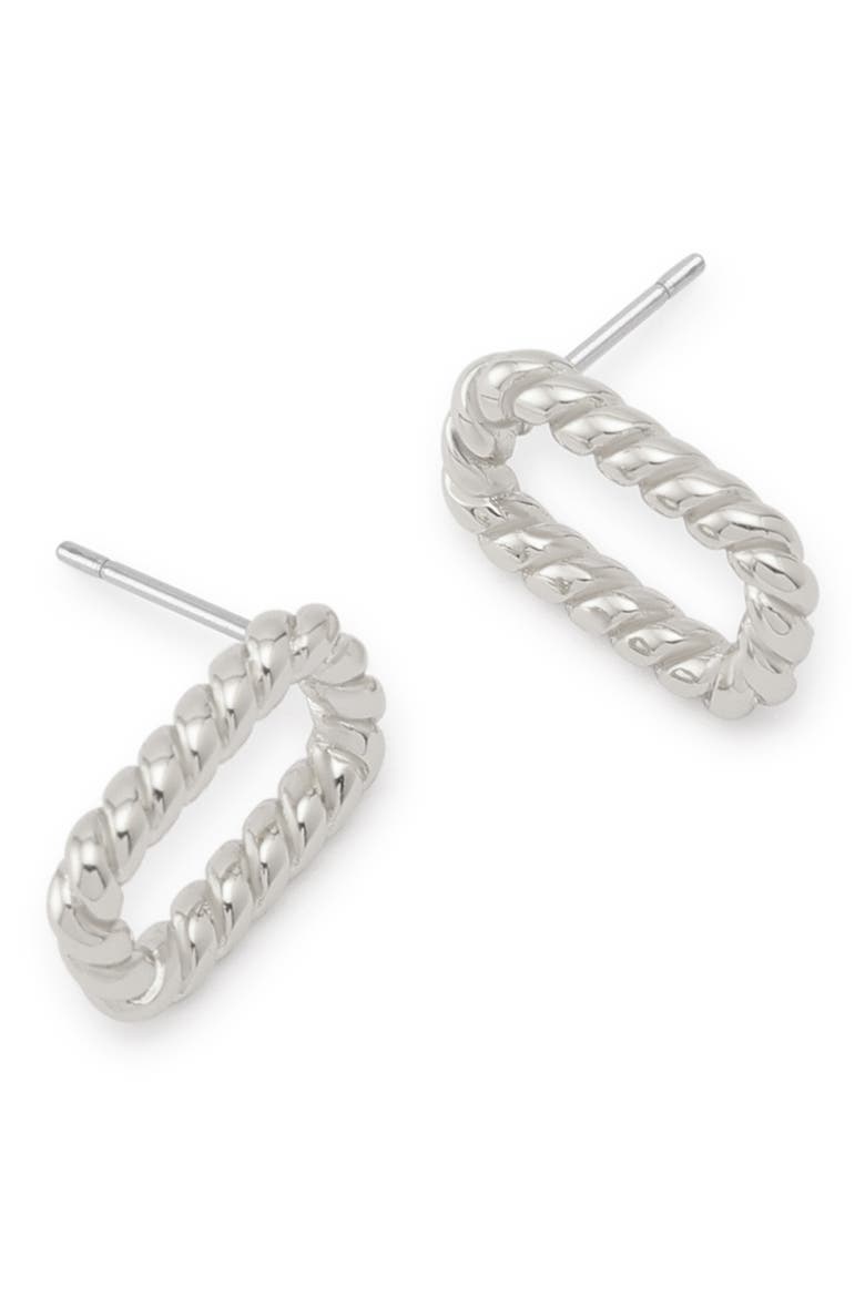 Rope Hex Stud Earrings, Alternate, color, RHODIUM