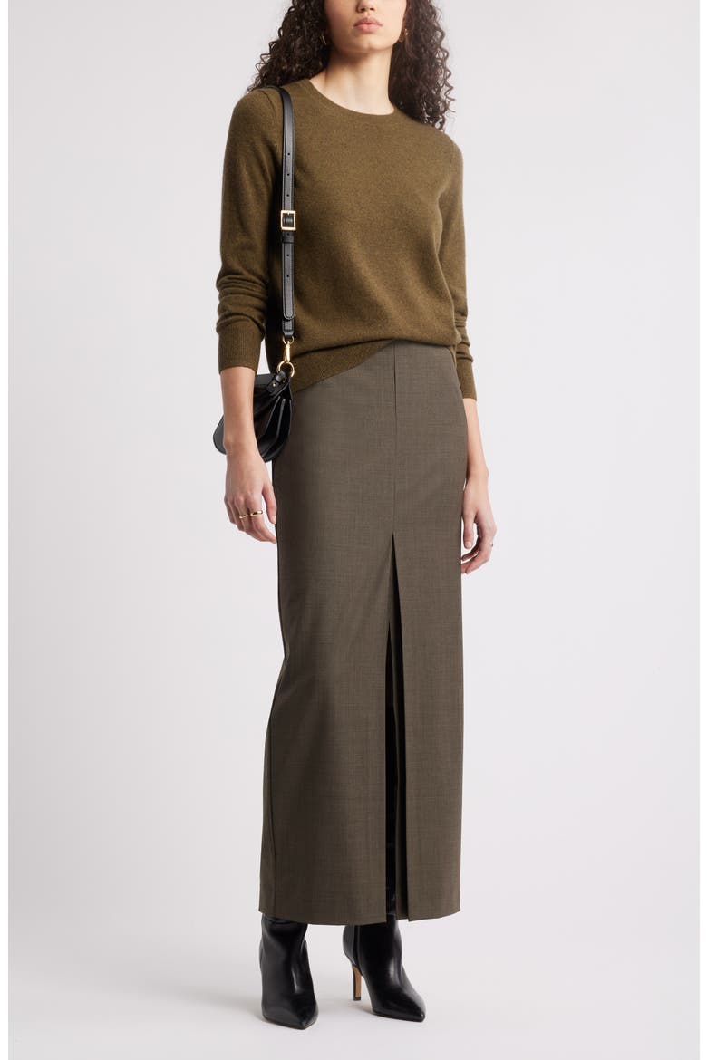 Wool Blend Maxi Pencil Skirt, Alternate, color, BROWN HEATHER