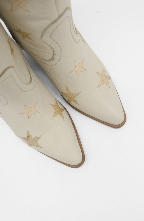 Stivali New York Moonlight Western Inspired Cowboy Boots In Neutral