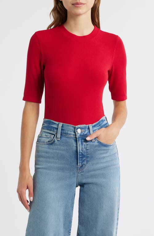 Frame Rib Crewneck T-shirt In Red