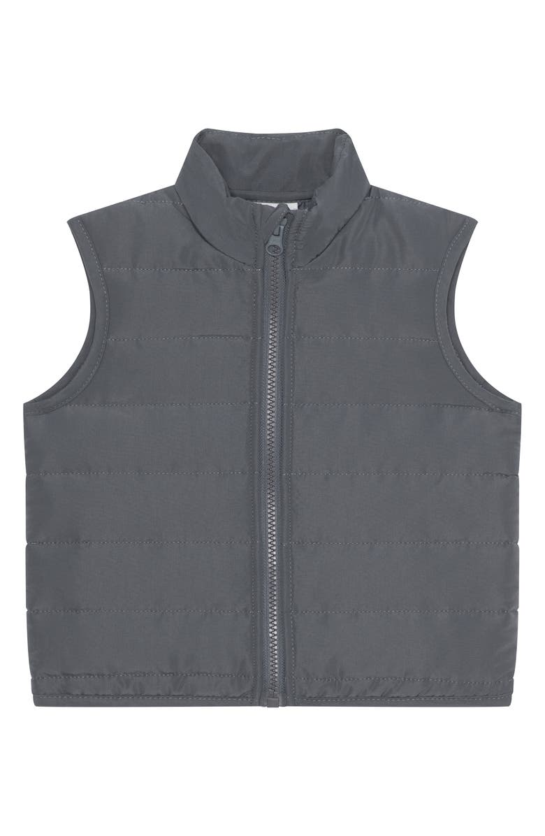 PL Baby by Petit Lem T-Shirt, Joggers, Puffer Vest & Beanie Set, Alternate, color, Brown Stripes