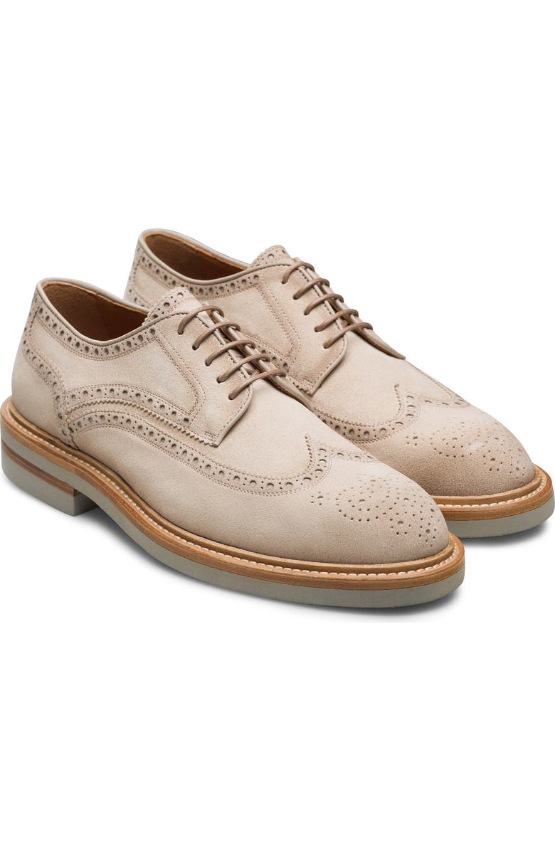 Magnanni Apolo Wingtip Derby, Main, color, Taupe Suede