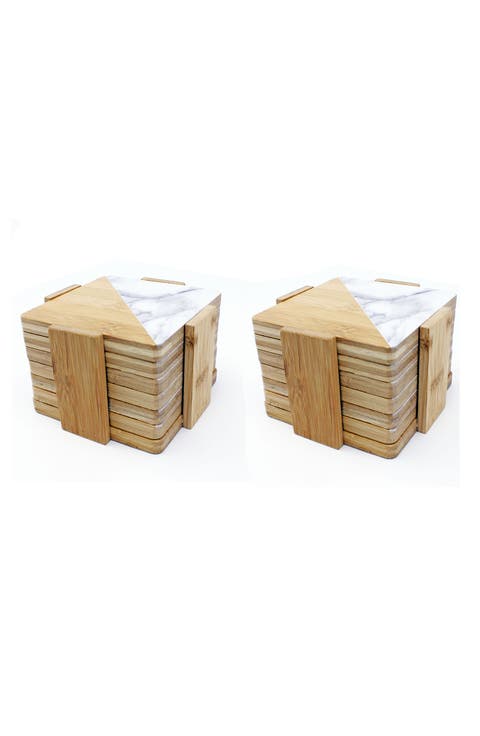 Bamboo Coasters 16-Piece Set