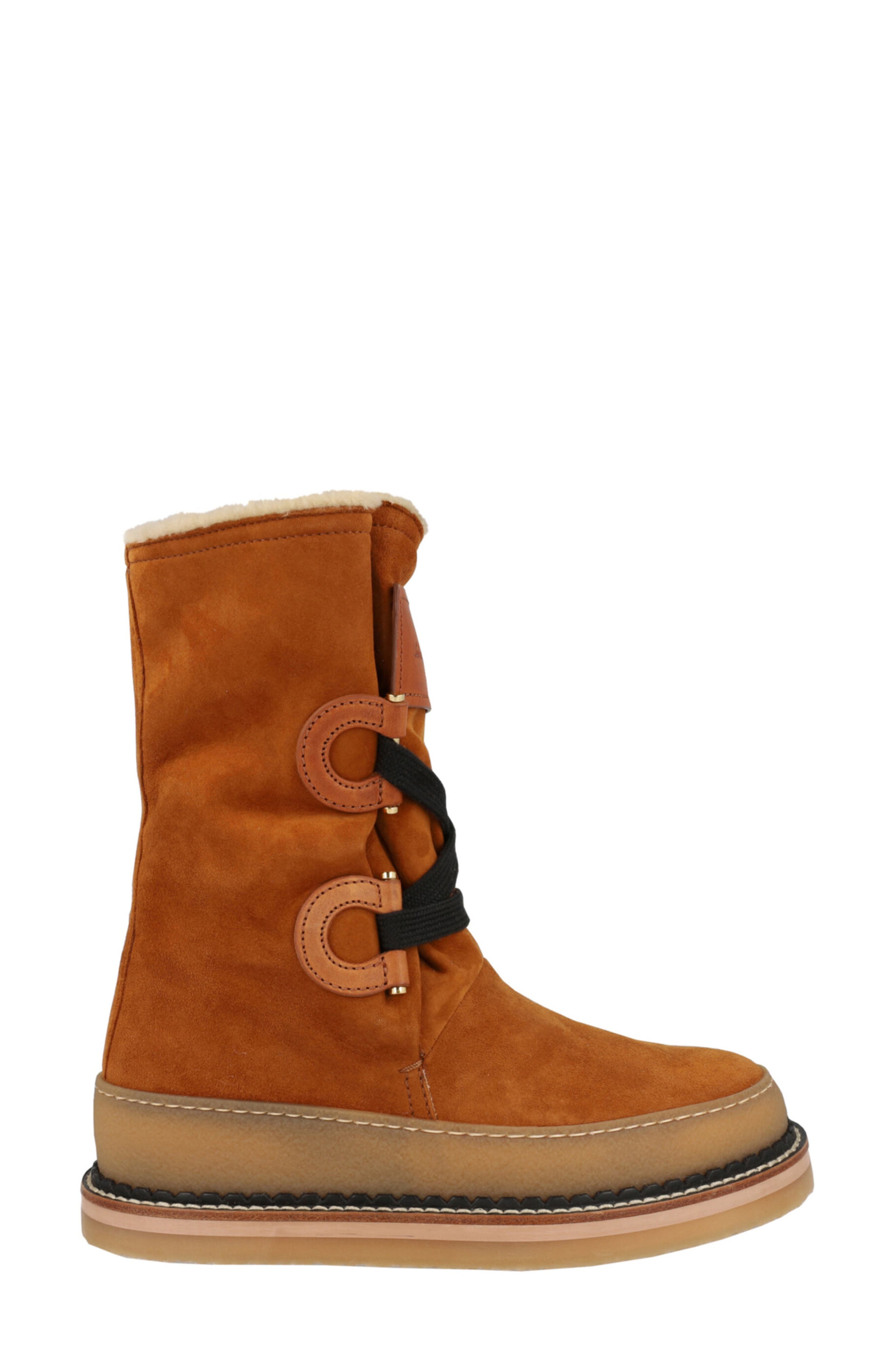 FERRAGAMO Celeno Genuine Shearling Lined Suede Boot, Alternate, color, 