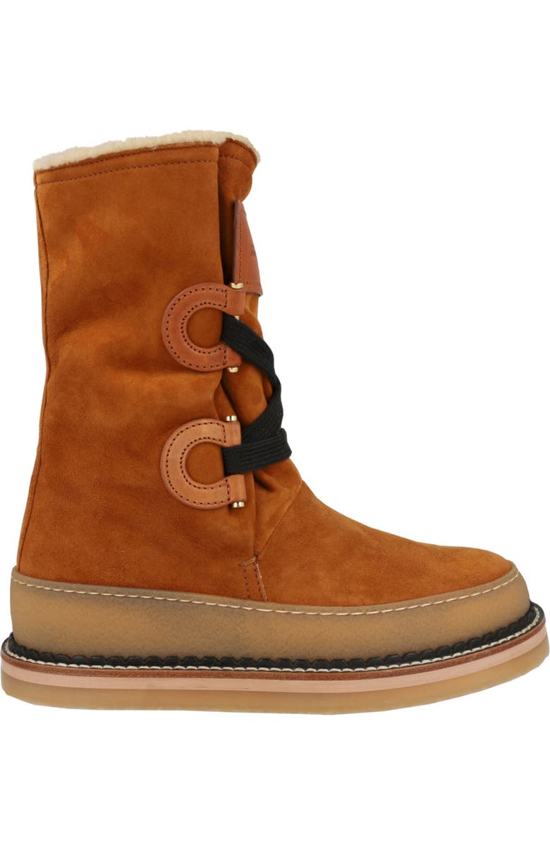 FERRAGAMO Celeno Genuine Shearling Lined Suede Boot, Alternate, color,