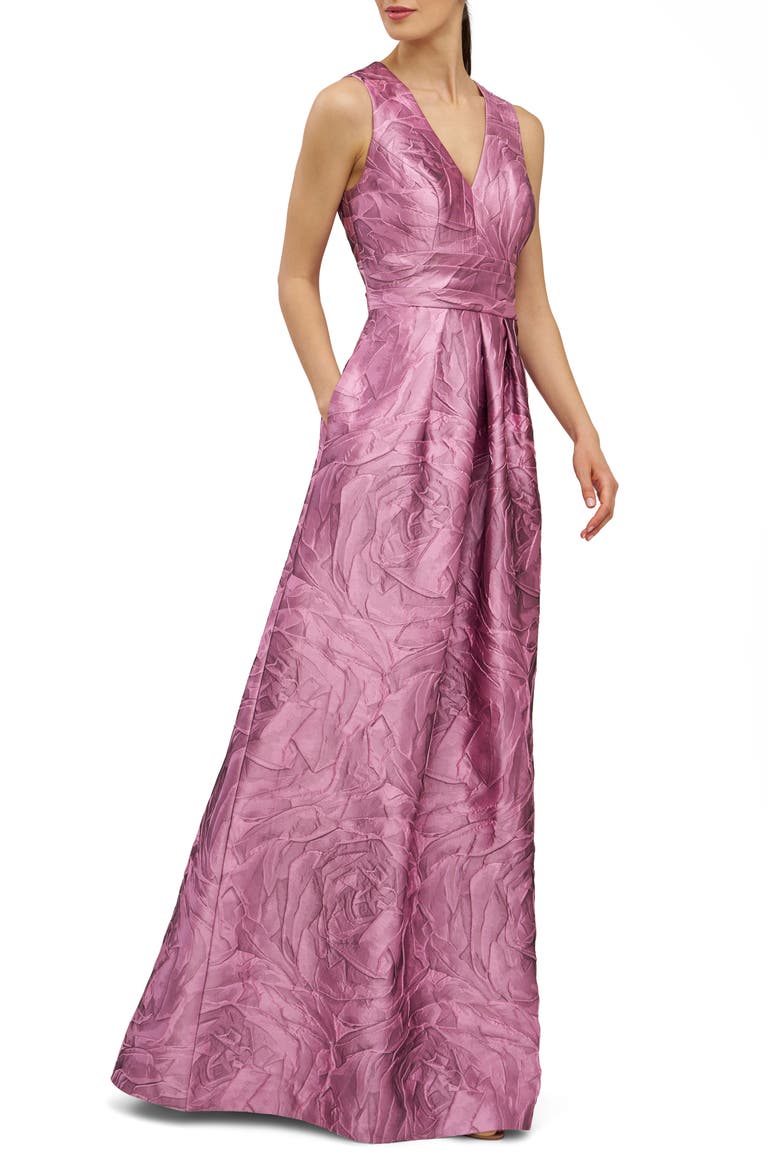 Mariah Crinkle Pleated Gown, Alternate, color, HEATHER ROSE