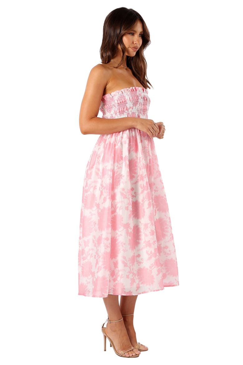 Carter Floral Strapless Midi Dress, Alternate, color, PINK FLORAL