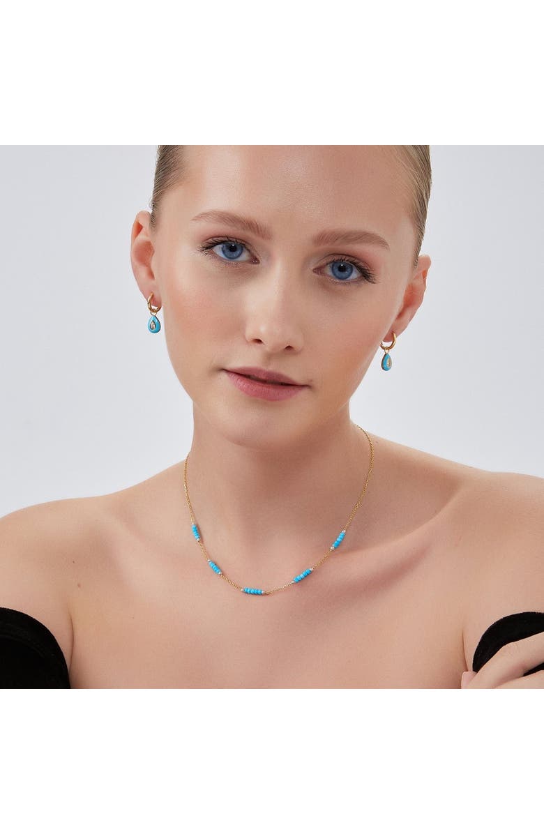 Spero London Turquoise Beaded Sterling Silver Chain Necklace in Gold, Alternate, color, Gold