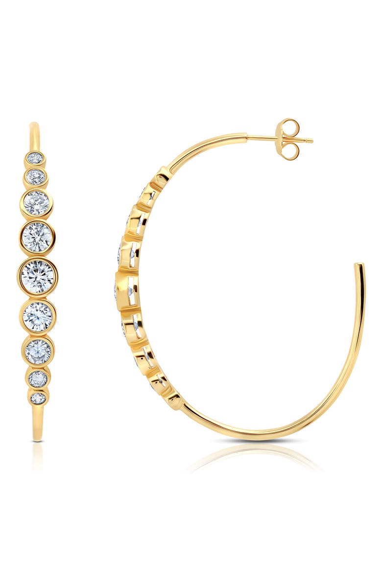 Crislu Cubic Zirconia Bezel Hoop Earrings, Main, color, Gold