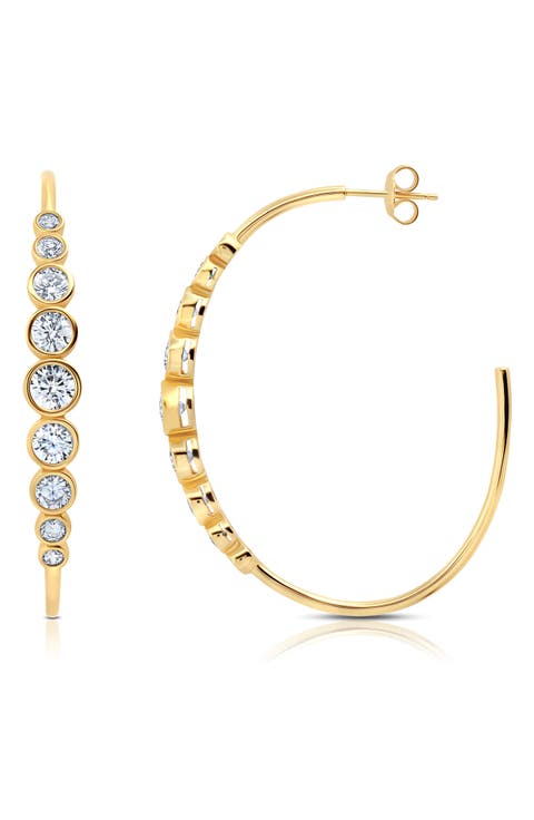 Cubic Zirconia Bezel Hoop Earrings