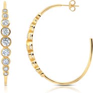 Crislu Cubic Zirconia Bezel Hoop Earrings