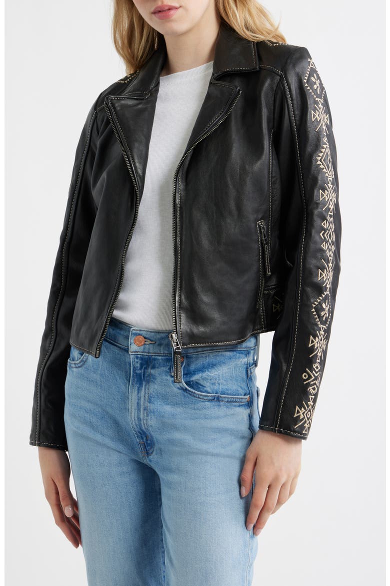 Cora Leather Jacket, Main, color, BLACK