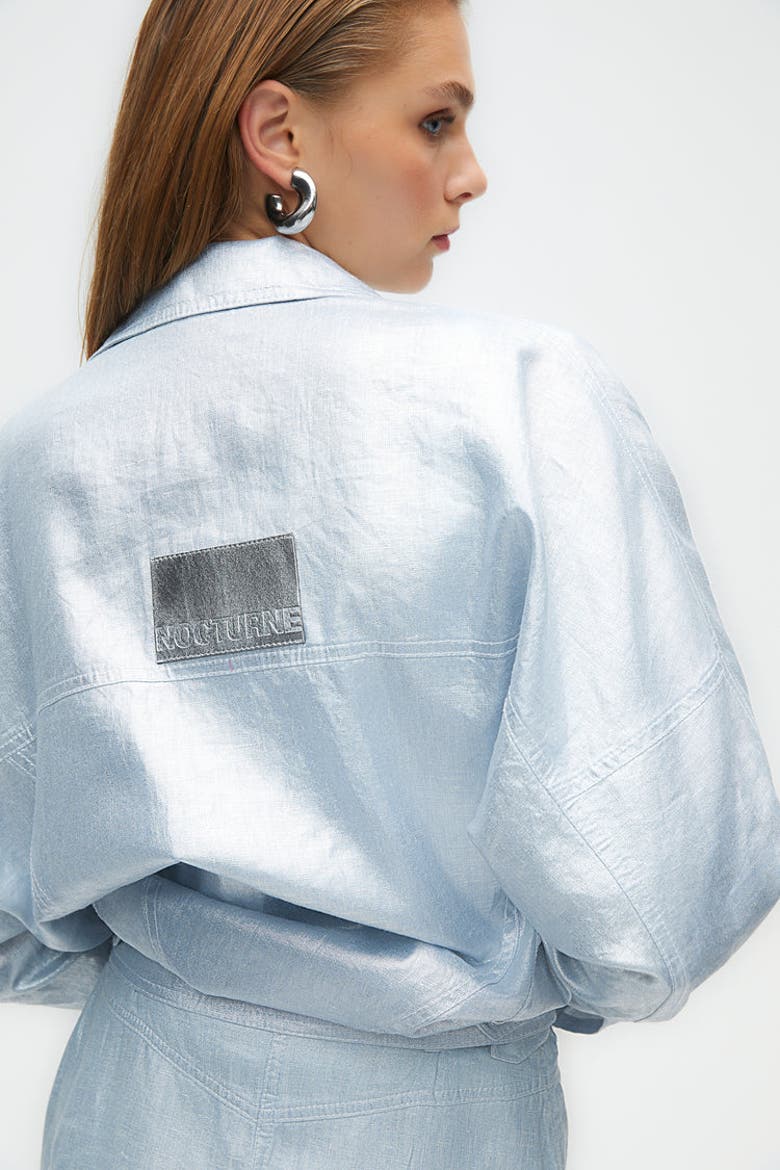 Metallic Shell Detailed Jacket, Alternate, color, Blue