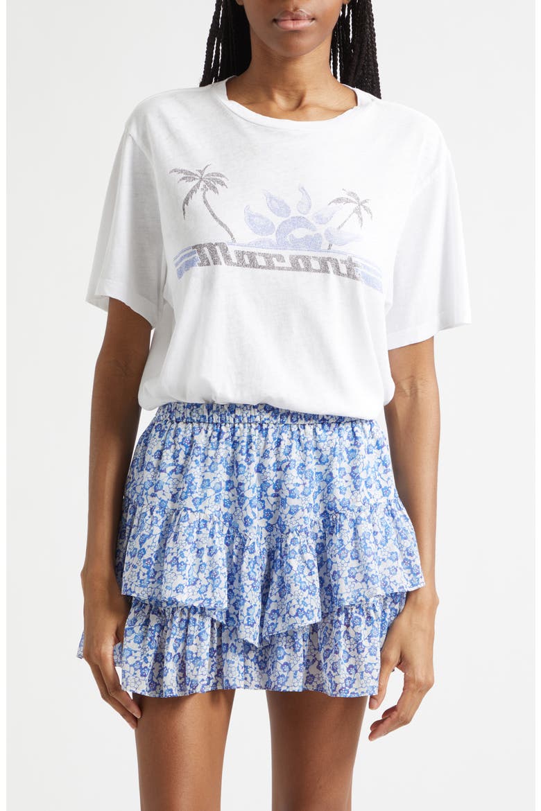 Zewel Oversize Cotton Graphic T-Shirt, Main, color, WHITE/ BLUE