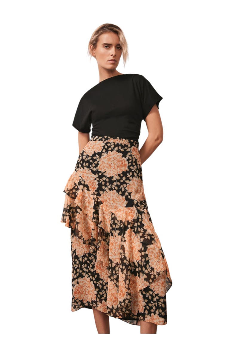 MINT VELVET Print Midi Skirt, Alternate, color, Orange