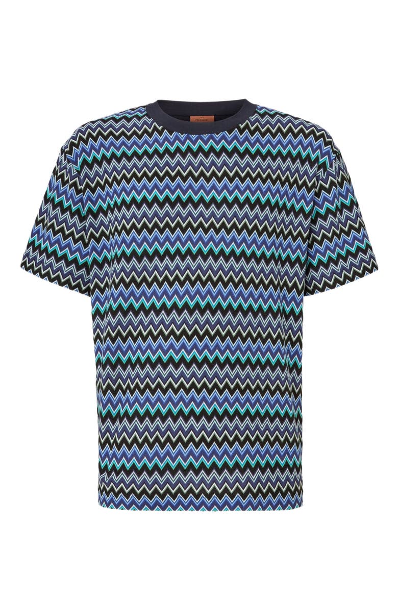 Missoni Zig Zag Cotton Crewneck T-shirt With Contrasting Collar, Alternate, color, 