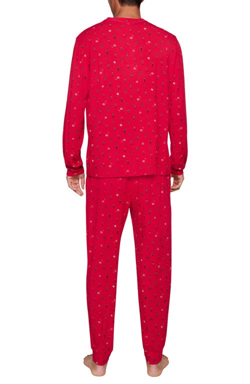 Eberjey Henry Print Jersey Long Pajamas In Red