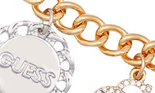 Guess Crystal Charm Layered Necklace In Gold