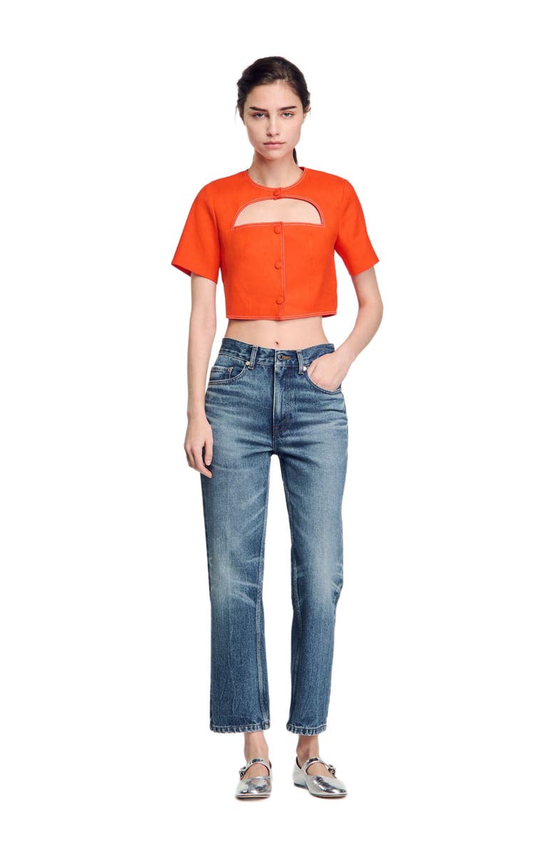 SANDRO Crop top with cutout design, Alternate, color, 