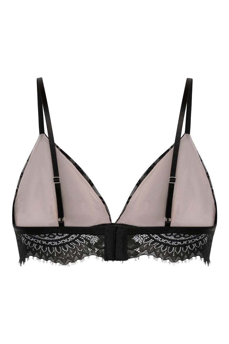 Lou Eyelash Lace Triangle Bralette, Alternate, color, CAVIAR
