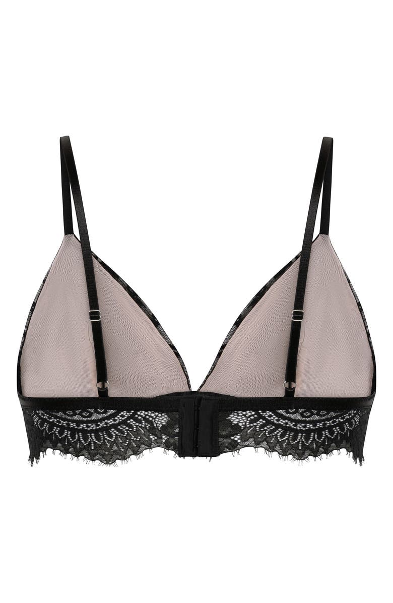 Hunkemöller Lou Eyelash Lace Triangle Bralette, Alternate, color, Caviar