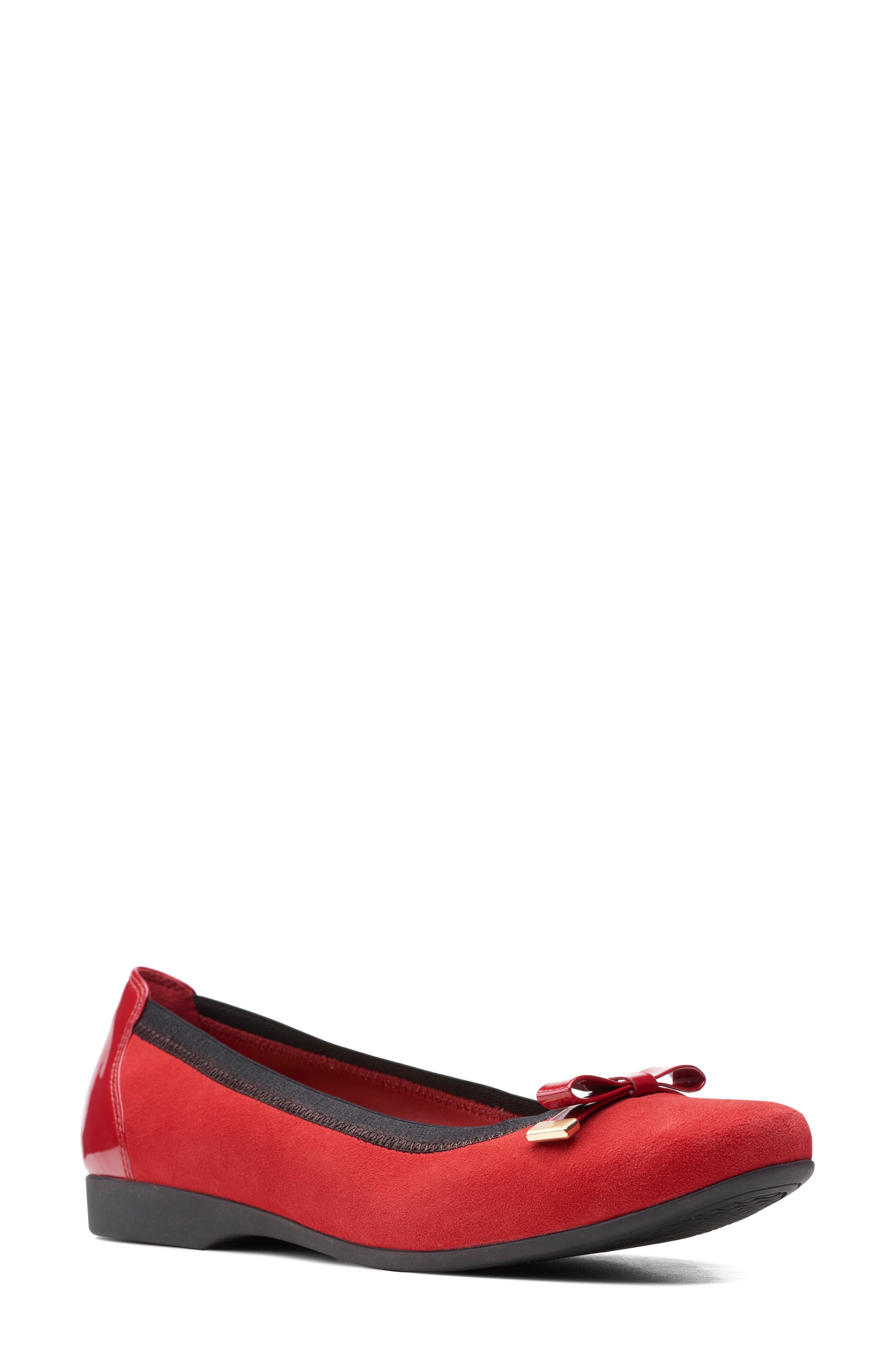 Un Darcey Bow Flat, Main, color, RED SUEDE