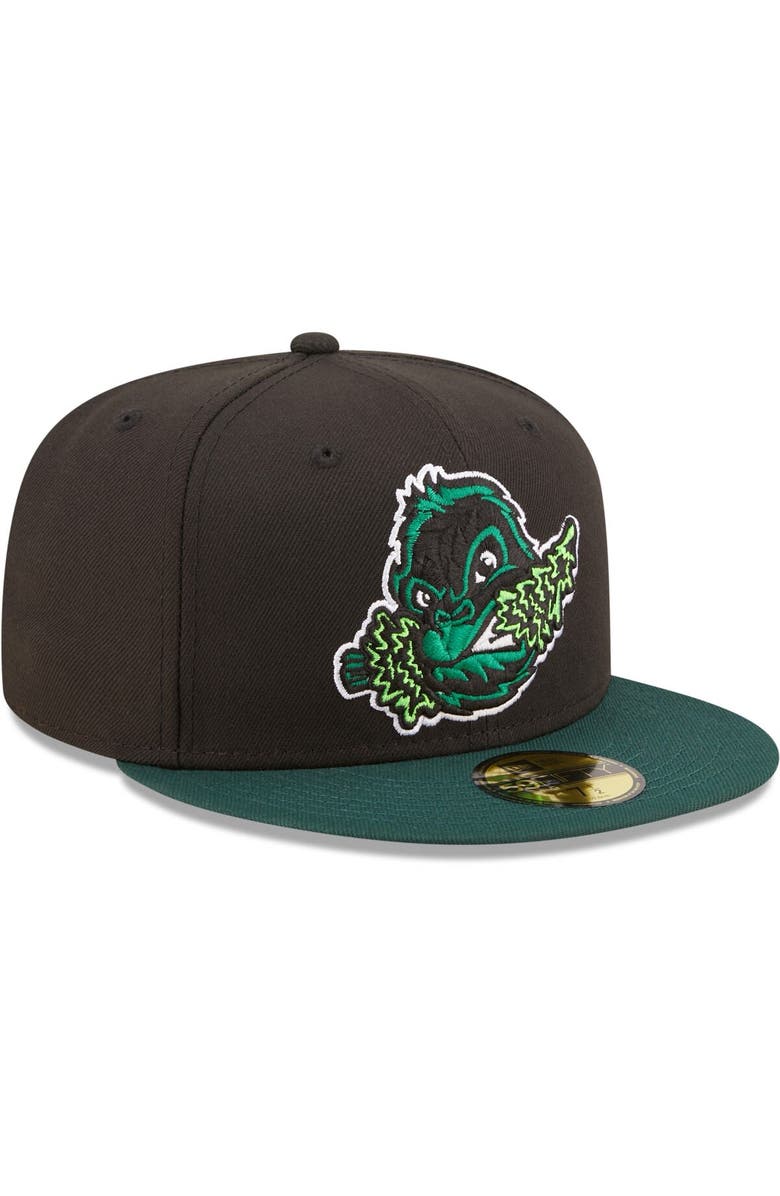 New Era Men's New Era Black Eugene Emeralds Authentic Collection 59FIFTY Fitted Hat, Alternate, color, Black