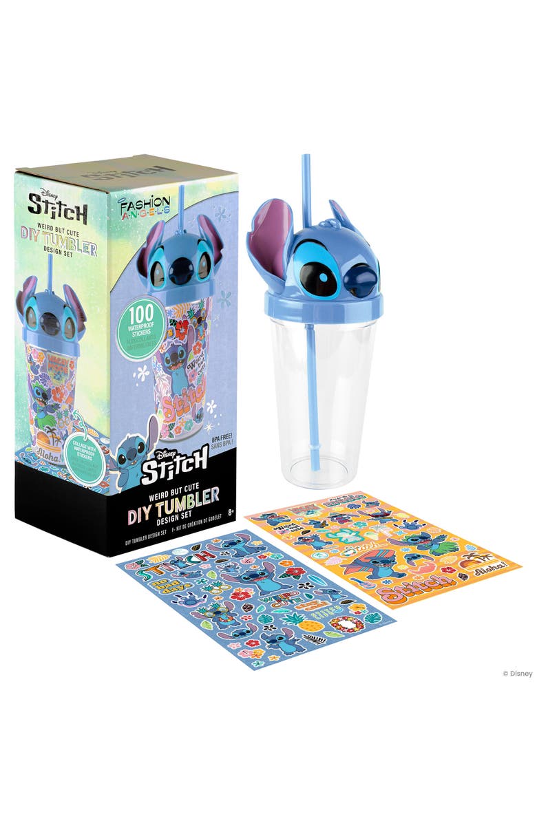 Fashion Angels Disney Stitch Tumbler Kit 16 oz Cup, 100 Stickers, Main, color, Multicolored