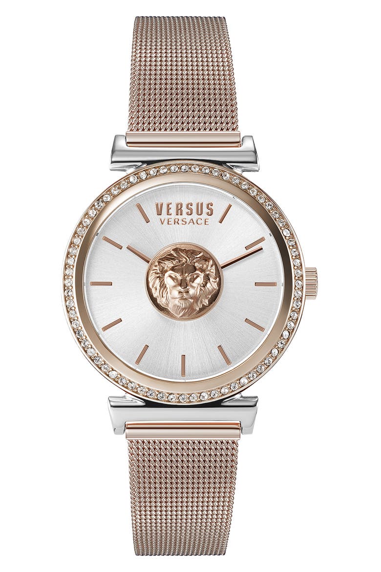 Brick Lane Mesh Strap Watch, 34mm, Main, color, ROSE GOLD