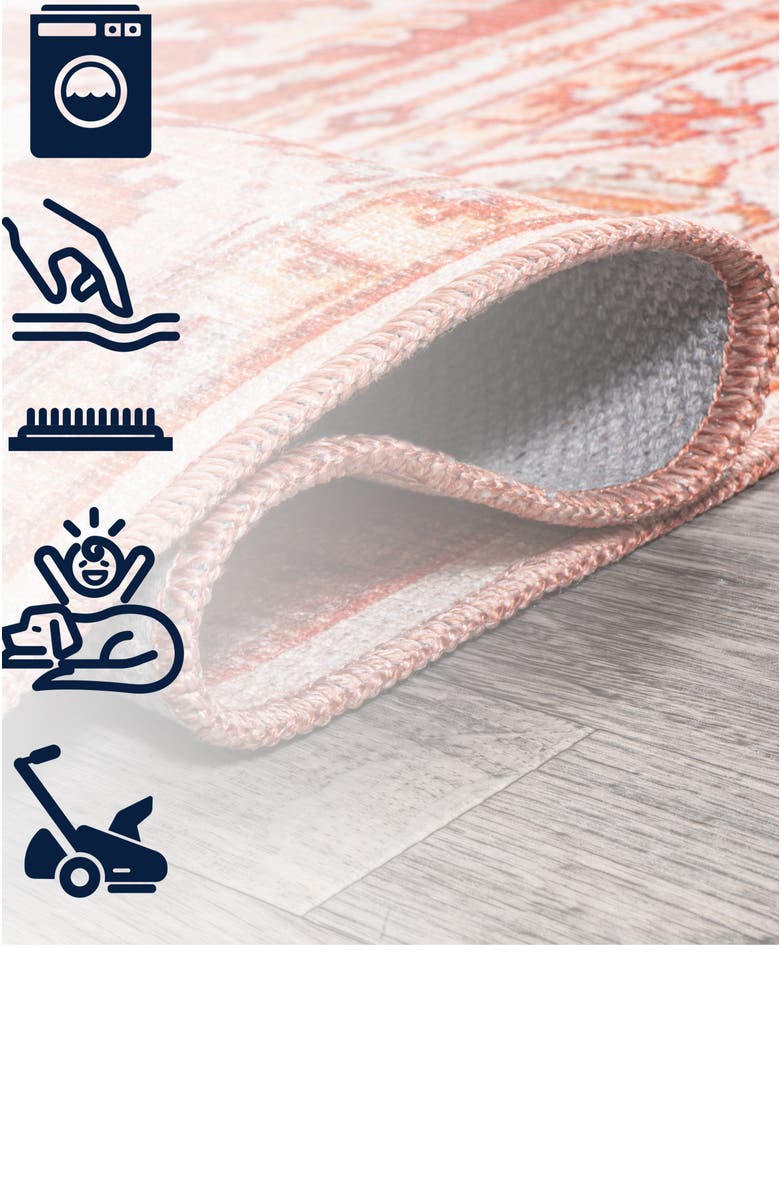 JONATHAN Y Asa Ornate Medallion Machine-Washable Round Area Rug, Alternate, color, Orange/Cream - Round