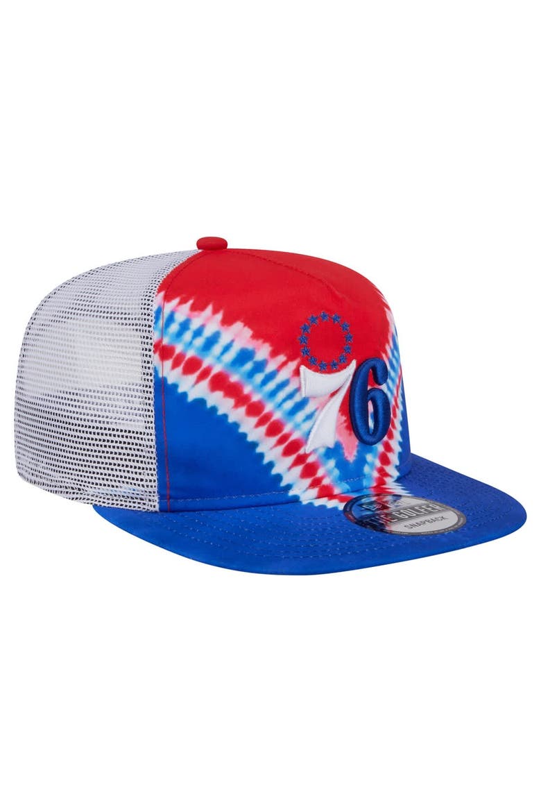 Men's New Era Royal/Red Philadelphia 76ers Throwback Dye Golfer Snapback Hat, Alternate, color, Royal