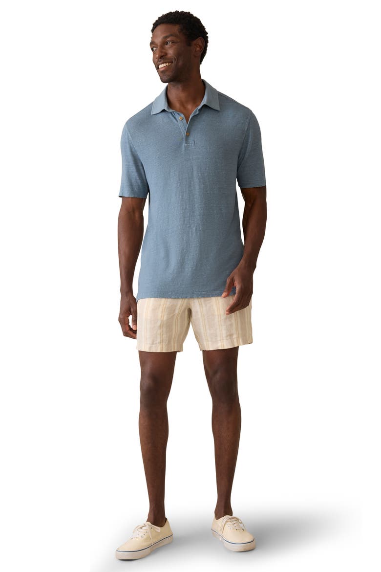 Linen Polo, Alternate, color, DEEP MARINE