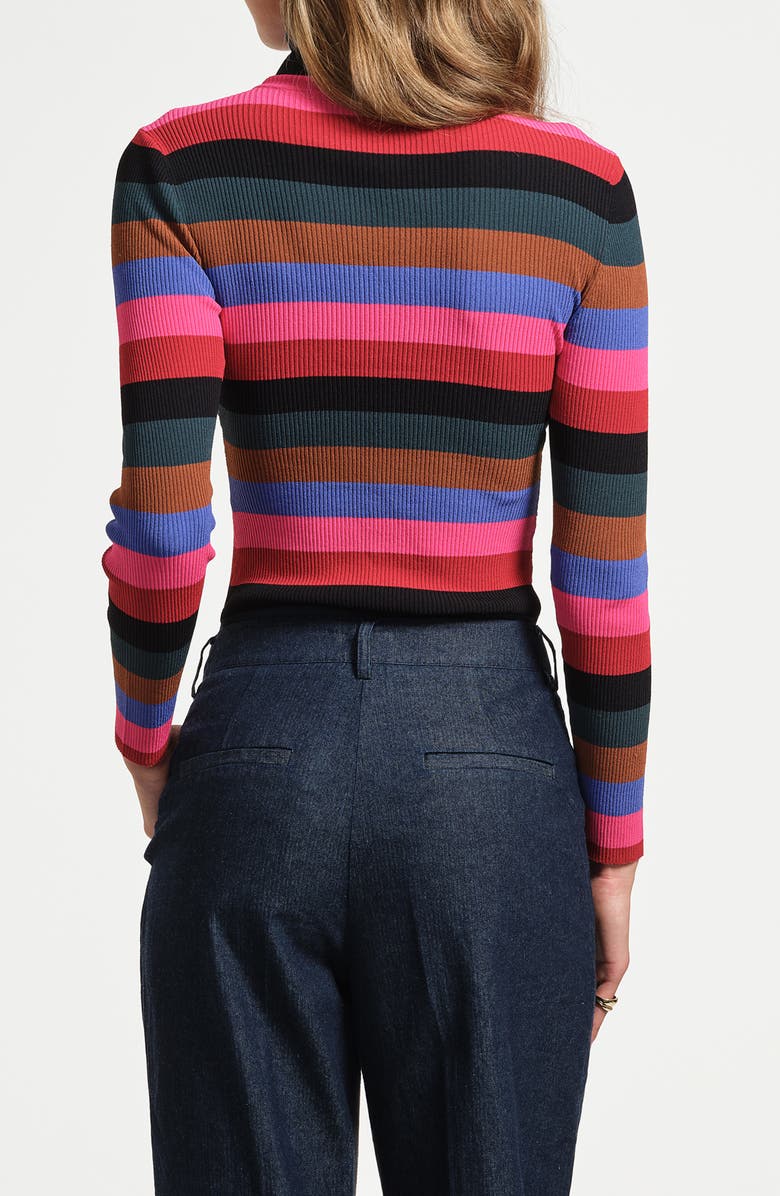 Isaac Mizrahi New York Stripe Turtleneck Rib Sweater, Alternate, color, Multi Stripe