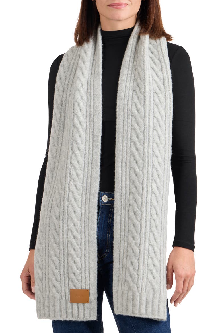 Airspun Cable Knit Scarf, Alternate, color, STEEL