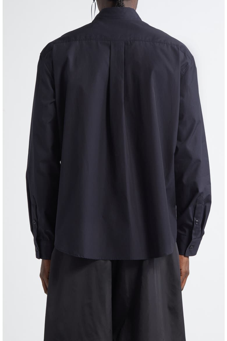 Ruffle Bib Prom Cotton Button-Up Shirt, Alternate, color, BLACK