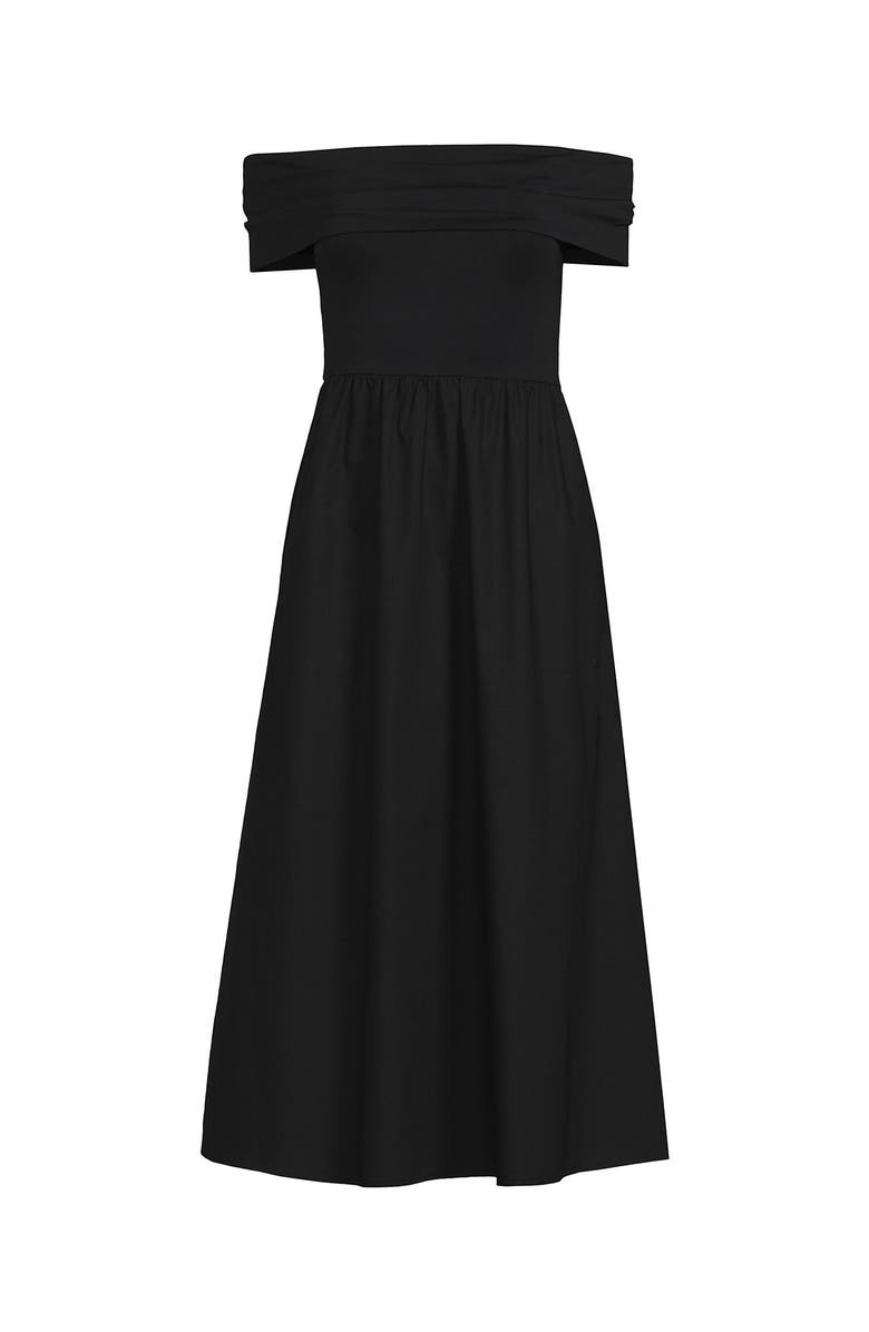 Lands' End Off the Shoulder Slender Mixed Media Dress, Alternate, color, Black