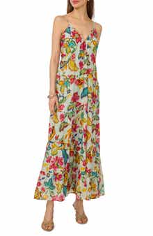Halogen® Floral Empire Waist Tiered Maxi Dress
