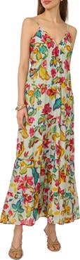 Halogen® Floral Empire Waist Tiered Maxi Dress